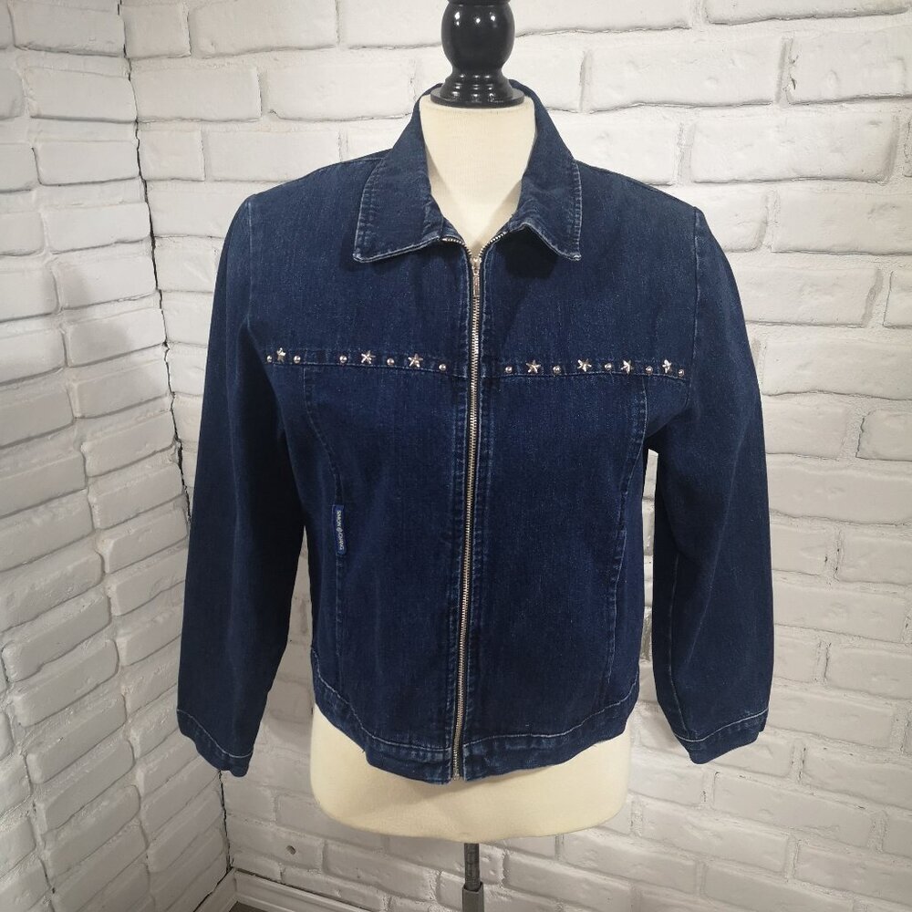 Simon Chang  Denim Ladies Size 8 Medium Wash Made in Canada Full Zip Jacket